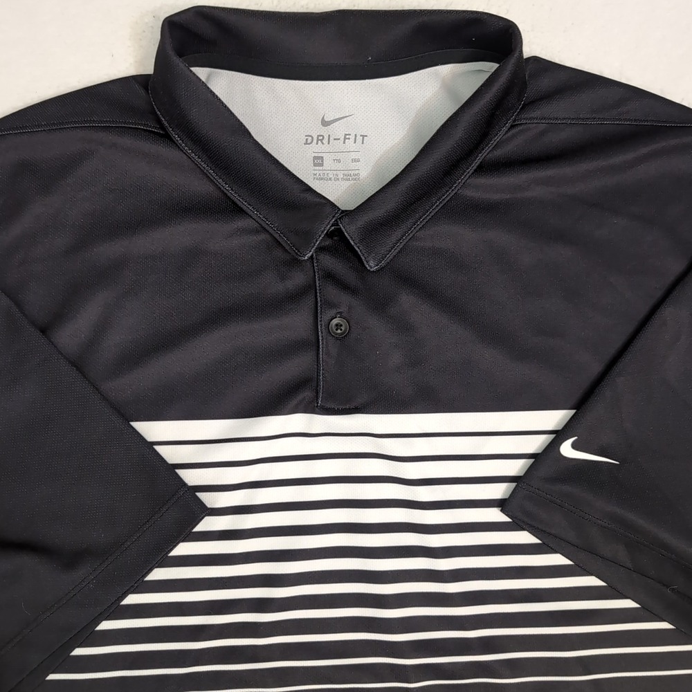 Nike Golf Mobility Speed Polo‎ Men's 2XL Shirt Black White Stripes